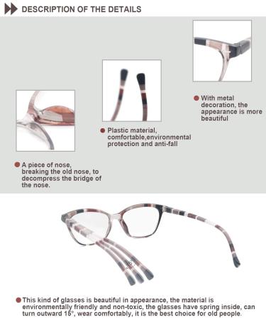 HEEYYOK Reading Glasses for Women +0.75 | Cat Eye Colorful & Funky Lightweight Frames | Comfortable Fit | 4 Pack - Buy Online on GoSupps.com