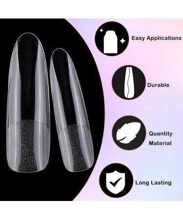Buy LoveOurHome 240pc XXL Almond Gel x Nail Tips - Extra Long Clear Stiletto & Oval Fake Nails - 12 Sizes Full Cover Artificial Nails for Extensions & Press-On Styles - International Shipping Available - Buy Online on GoSupps.com