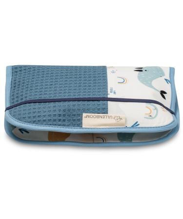 ULLLENBOOM WAILL PACK for on the go blue whales made in EU - diaper bag for up to 3 diapers wet wipes & other accessories ideal as a wrap organizer for the Blau Whale Whales stroller 18 x 27 cm