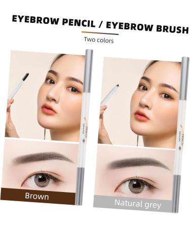 FOMIYES 2pcs Double-headed Waterproof Eyebrow Pencil Gray Eyebrow Pencil Cosmetic Tool Brush To Rotate Wild 1 count (Pack of 1) Assorted Color - Buy Online on GoSupps.com