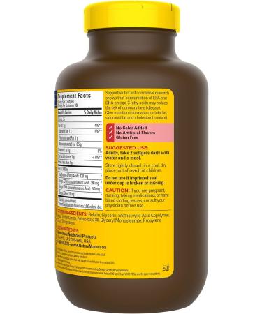 Nature Made Burp Less 1200 mg Fish Oil Supplements | Omega-3 for Healthy Heart Support | 200 Softgels, 100 Day Supply | 200 Count Pack - Buy Online on GoSupps.com