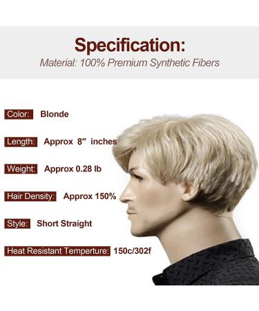 Kalyss 8 Short Straight Men's Blonde Wig | Heat Resistant Synthetic Hair Wig - Buy Online on GoSupps.com