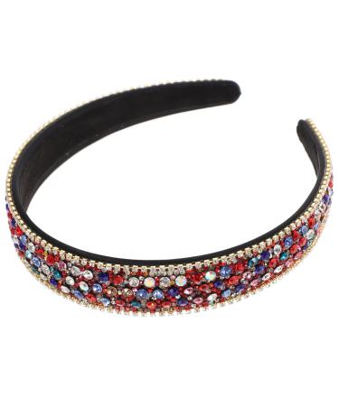 Frcolor Crystal Alice Band Girls Wide Rhinestone Hair Hoop Party Festival Costume Headband (Mixed Color)
