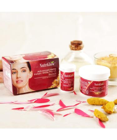 Nutriglow Advanced Meta Instant White Pro ++ Bleach - Brightening & Glowing Skin Lightens Facial Hair Dark Spot Reduction - 43gm - Buy Online on GoSupps.com