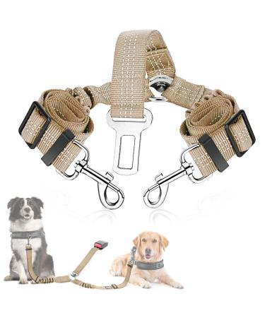 Slowton stroke belt dog car 2 in 1 hogling -free durable elastic dog belt for the car adjustable reflective seat belt dogs for cars & go out 2 medium in 1 beige