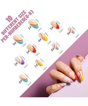 96Pcs Medium YGDZ Press On Nails - 4 Packs Short Almond Fake Nails with Nail Glue | Glossy Full Cover False Nails Set - French, Colorful & Reusable Designs for Women and Girls - Buy Online on GoSupps.com