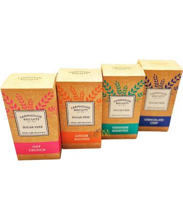 Sugar Free Cookies Selection | Selection of Sugar Free VIENNESE SHORTIES | Sugar Free GINGER | CHOCOLATE CHIP & SUGAR FREE OAT CRUNCH (All 4 Flavours 4 x150g) All 4 Flavours 1 pack (150g) - Buy Online on GoSupps.com