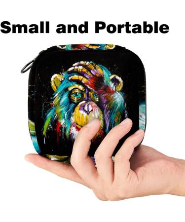Menstrual Bag Zipper - Colorful Monkey Ladies Napkin & Tampon Pouch for Women & Girls | Shop Now! - Buy Online on GoSupps.com
