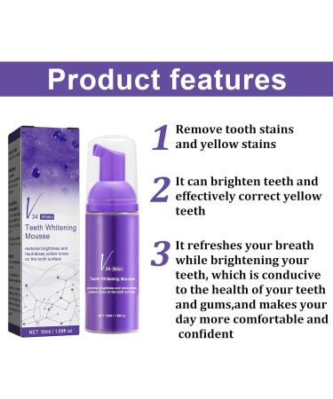 50 ML Teeth Whitening Toothpaste - Purple Whitening Mousse Foam for Men & Women - Color Corrector Formula - Buy Online on GoSupps.com