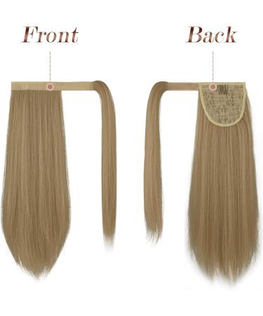 FESHFEN Blonde Straight Ponytail Extension 16 inch - Synthetic Hair Wrap Around Clip in Ponytail Hairpiece for Women and Girls - Buy Online on GoSupps.com