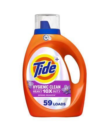 Tide Hygienic Clean Heavy 10x Duty Liquid Laundry Detergent HE Compatible Spring Meadow Scent 59 Loads 84 fl oz