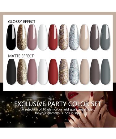 10 Colors Saviland Dip Powder Nail Kit - Glitter Brown Nude Black White Dipping Powder French Manicure Set - Includes Base, Top Coat, Activator Brush - No Nail Lamp Needed - Buy Online on GoSupps.com