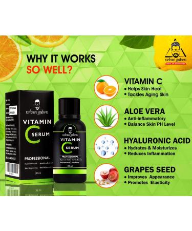 UrbanGabru Vitamin C Serum 30ml - Boost Radiance with Hyaluronic Acid Aloe Vera & Grape Seed Extract | International Shipping - Buy Online on GoSupps.com