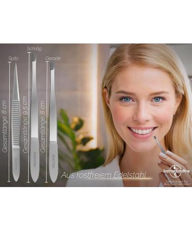 Premium Stainless Steel Hair Plucking Tweezers Set - Straight Slanted & Pointed Eyebrow Tweezers for Precision Hair Removal - Buy Online on GoSupps.com
