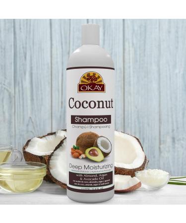 OKAY Coconut Deep Moisturizing Shampoo - Sulfate Silicone & Paraben Free - Nourishes & Strengthens All Hair Types - 12oz Made in USA - Buy Online on GoSupps.com