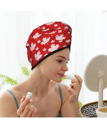 Maple Leaves Microfiber Hair Towel | Super Absorbent Coral Velvet Wrap for Women - Quick Dry Cap for Long Curly & Thick Hair - Buy Online on GoSupps.com