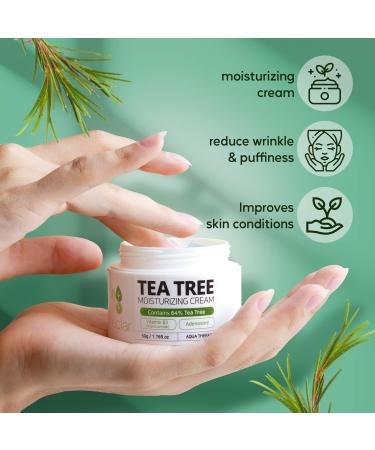 Tea Tree Face Moisturizer for Dry Skin | Anti-Aging Face Cream for Men & Women | Acne Treatment & Cica Hydration Lotion - Buy Online on GoSupps.com