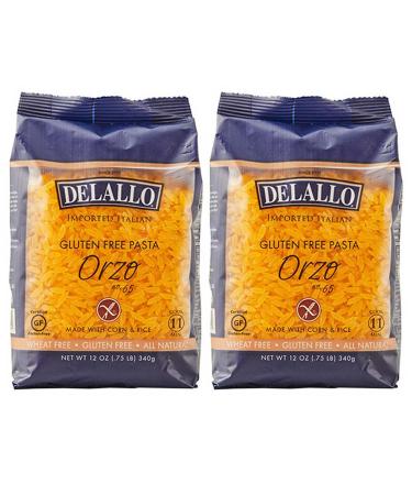 DeLallo Gluten Free Orzo Pasta, Made with Corn & Rice, Wheat Free, 12oz Bag, 2-Pack 12 Ounce (Pack of 2)