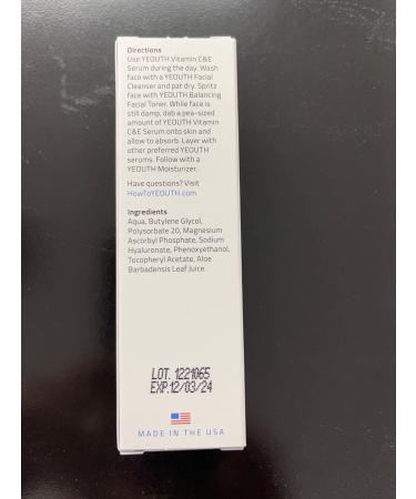 YEOUTH Vitamin C Serum with Hyaluronic Acid & Vitamin E - Brightening & Hydrating Face Serum for Dark Spots (2oz) - Buy Online on GoSupps.com