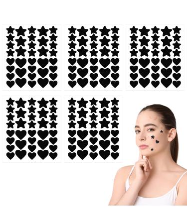 Sibba Face Pimple Patches 180 Pcs Cute Star Covers Heart Shaped Hydrocolloid Pad Sticky Spot Stickers Black Covering Pore Cleaning Strips Peel Invisible Spot Absorbing Zit Sticky Patch Covers