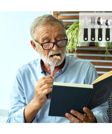 Maotrade 4-Part Easy Grip Cutlery Set | Slip-Resistant Adaptive Utensils for Arthritis Parkinson's & Disabilities | Perfect for Seniors - Black - Buy Online on GoSupps.com