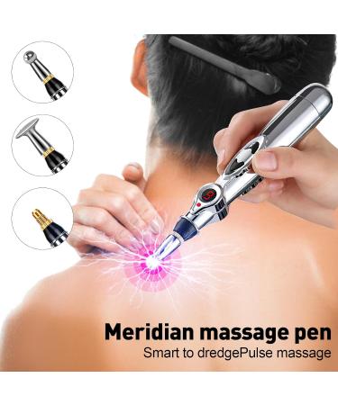 Electronic Acupuncture Pen - 3 Heads & 9 Vibration Modes for Pain Relief | Meridian Energy Massage Device - Buy Online on GoSupps.com