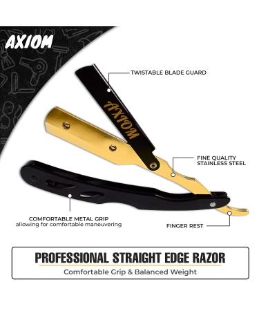 Buy Axiom Professional Straight Razor Kit - 30 Derby Blades Stainless Steel Shavette for Smooth Shaving | Perfect Gift for Men & Salons - International Shipping Available - Buy Online on GoSupps.com