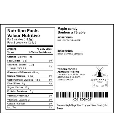 Premium Maple Sugar Hard Candy Drops Made from Pure Canadian Maple Syrup - Tristan Foods (1-lb) 453.59 g (Pack of 1) - Buy Online on GoSupps.com