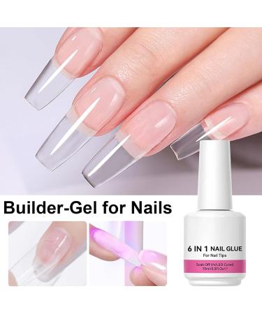  Yonuaret Nail Builder Gel | Manicure Glue 6-in-1 Strengthening Glue for Sculpting Extension Adhesive and Base Coat Gel for Home Use Girls and Beginners - Buy Online on GoSupps.com