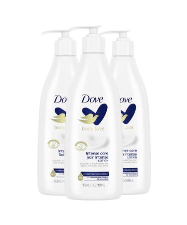 Dove Body Love Moisturizing Lotion for Rough or Dry Skin Intense Care Softens and Smoothes, White, 13.5 Oz, 3 Count