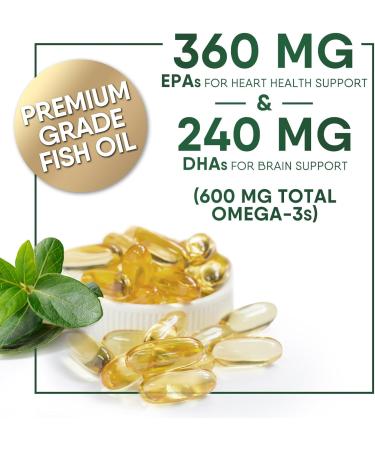Omega 3 Fish Oil Supplements 2400 mg - Triple Strength Omega3 - EPA & DHA with Essential Fatty Acids - Natural Immune Brain & Heart Health Support - Burpless Lemon Flavor Wild Caught - 120 Softgels 120 Count (Pack of 1) - Buy Online on GoSupps.com