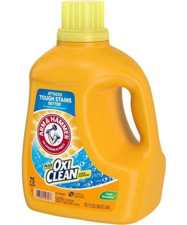 Arm & Hammer Plus OxiClean Clean Meadow Liquid Laundry Detergent - 75 Loads, 118.1 Fl oz - Pack of 1 - Buy Online on GoSupps.com