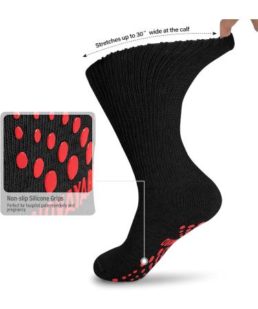 NOVAYARD Non Slip Diabetic Socks - Wide Neuropathy, Edema, Bariatric Hospital Socks (4 Pairs, 2 Black, 2 Gray) - Buy Online on GoSupps.com