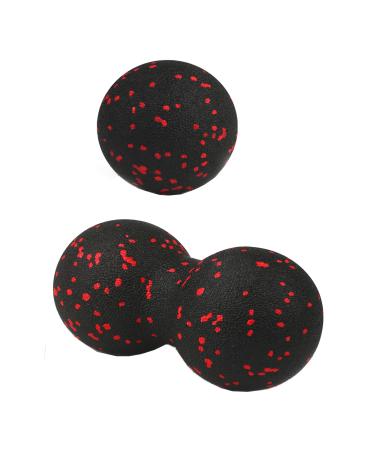 Fascia roller set contains massage ball peanut-lacrosse ball fascia scooters for spine neck and back relief deep tissue massage release and flexibility (red-two-part sentence)