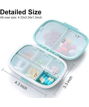 5 Pack Travel Pill Organizer - 8 Compartments Easy Open Lid Portable & Moisture Proof Small Pill Box | Ideal Daily Pill Case (Blue Light Blue Pink Khaki Green - Buy Online on GoSupps.com