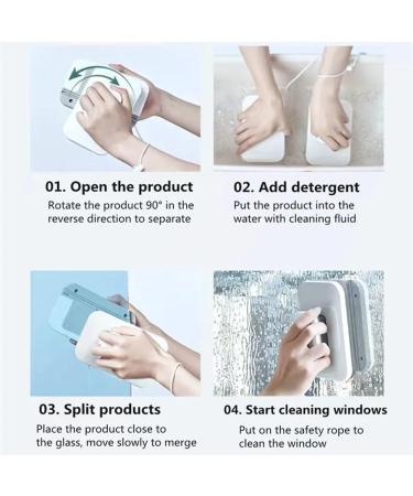 1/2 Pcs Window Washer - Glass Window Scraper Glasses Cleaner Tool with 2-Meter Safety Rope | Double-Side Glass Cleaning Accessory Magnetic Glass Window Washer for Windows | Gray 15x10x4cm 1 count (Pack of 1) - Buy Online on GoSupps.com