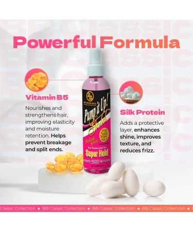 Bronner Bros Pump It Up Styling Spritz Gold 80% Fast-Dry Hair Spray Extra Hold with Vitamin B5 & Silk Protein - Maximum Hold Finishing Spritz Hairspray Adds Shine Nourishes No Build-up - 8oz 6 - Buy Online on GoSupps.com