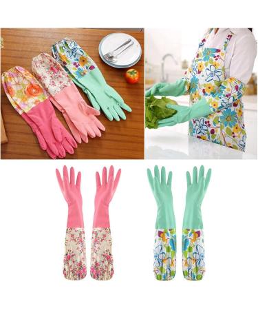 Flower Rubber Long Gloves Household Gloves Antiskid Washing Cleaning Gloves (Color : Pink) - Buy Online on GoSupps.com