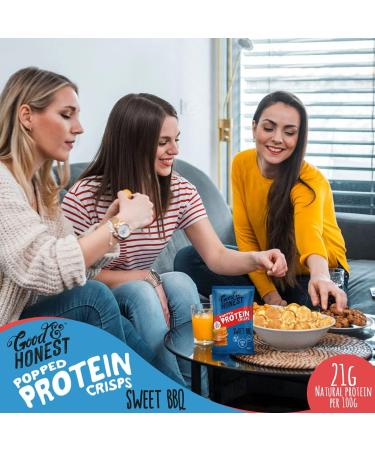 Good & Honest Popped Protein Crisps Gluten-Free Pub Snacks Sweet BBQ Flavour 8 x 85g - Buy Online on GoSupps.com