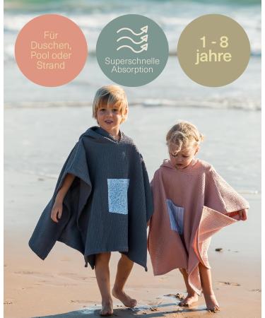 Molis & Co. Kids Batheponcho - Hooded Striped Beach Towel for Ages 5-6 | Compact Oeko-Tex 100 Bathrobe in Altrosa - Buy Online on GoSupps.com