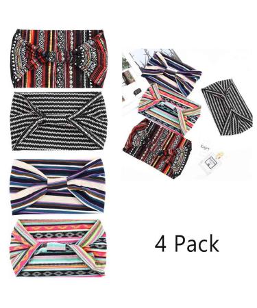 Bohend Boho Wide Elastic Hair Bands for Women & Girls - 4 Pack Sports & Yoga Headbands - Bohemia Style Frontal Ligaments Headgear - Buy Online on GoSupps.com