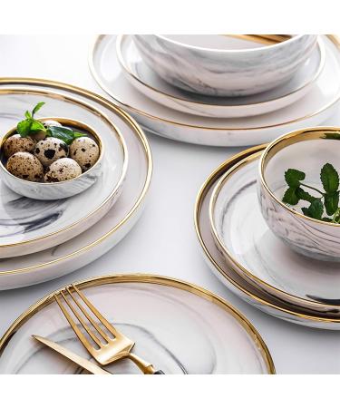 Dinner Plates 20-Piece Kitchen Dinnerware Set Service for 4 Modern Elegant Dinner Plate Sets Durable Ceramic Serving Plate Set Gold Edge Marble Plates Kitchenware - Buy Online on GoSupps.com