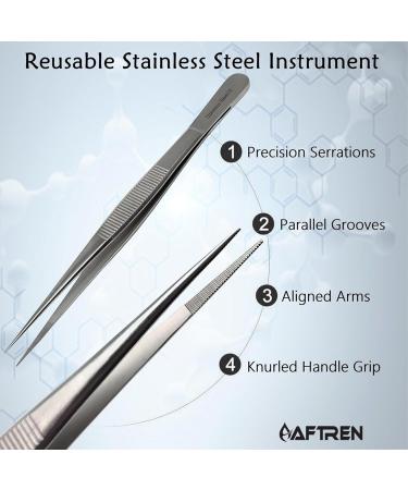 High Precision Stainless Steel Tweezers - Durable Straight Serrated Tip for Lab Use | Shop Internationally - Buy Online on GoSupps.com