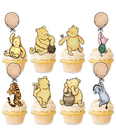 48 Pcs Winnie Cupcake Toppers for The Pooh Baby Shower Decorations Cute Cake Decorations Oh Baby Classic Winnie Birthday Party Decorations