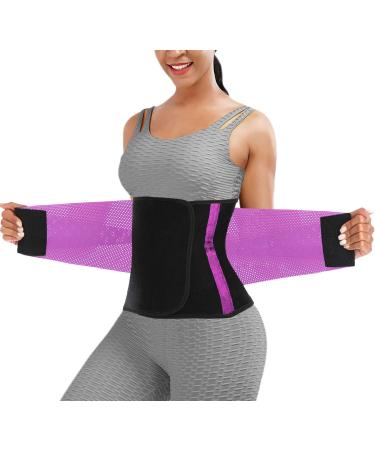 Waist Trainer Belt for Women Man - Waist Trimmer Weight Loss Ab Belt - Slimming Body Shaper Upgrade Purple Medium