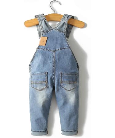 KIDSCOOL SPACE Baby Boy Girl Denim Overalls | Toddler Slim Cute Jumper 3-4 Years Light Blue-2107 - Buy Online on GoSupps.com