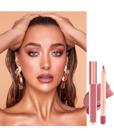 2PCS Lip Liner and Lipstick Set - Long Lasting Waterproof Lip Stain - Highly Pigmented Lipstick and Lipliner - Daily Makeup and Holiday Gift Set (03) - Buy Online on GoSupps.com