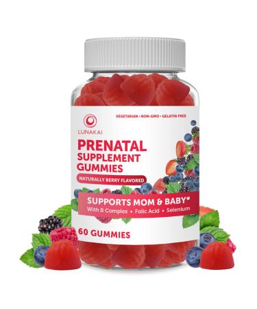 Prenatal Vitamin Gummies for Women with Iron and Folic Acid - Chewable, Non-GMO Prenatal Gummy Vitamins - Gelatin Free Multivitamin Prenatals Without Corn Syrup 30 Day Supply 60 Count (Pack of 1)