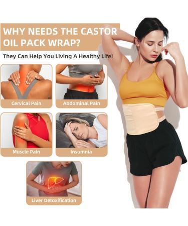 Castor Oil Pack Wrap Organic Cotton Waist and Neck Oil Packs Reusable Castor Oil Pack Wrap Kit for Relieve Stress Liver Detox Sleep Aid Adjustable Compress Wrap Kit Washable (Khaki) - Buy Online on GoSupps.com