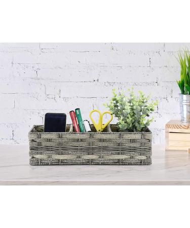 Rustic Farmhouse Toilet Paper Storage Basket with 3 Section Holder - Grey Bathroom Organizer - Buy Online on GoSupps.com